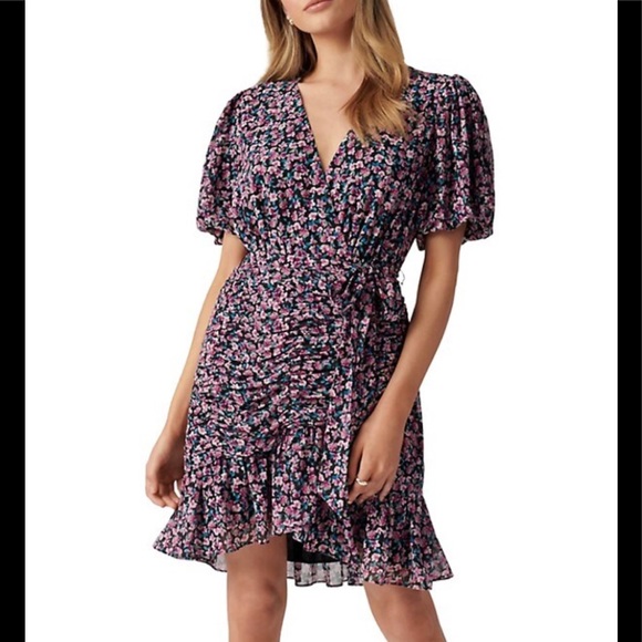 EVER NEW Ruched Floral Mini Dress - Picture 1 of 3